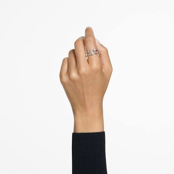 Constella ring Set (2), Round cut, White, Rhodium plated