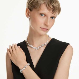 Constella set Mixed cuts, White, Rhodium plated