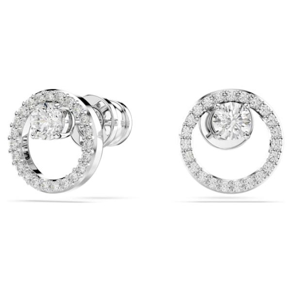 Constella stud earrings Round cut, White, Rhodium plated - Image 3
