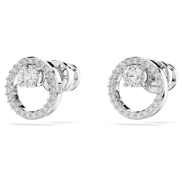 Constella stud earrings Round cut, White, Rhodium plated - Image 4