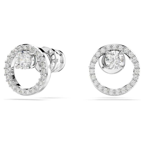 Constella stud earrings Round cut, White, Rhodium plated - Image 6