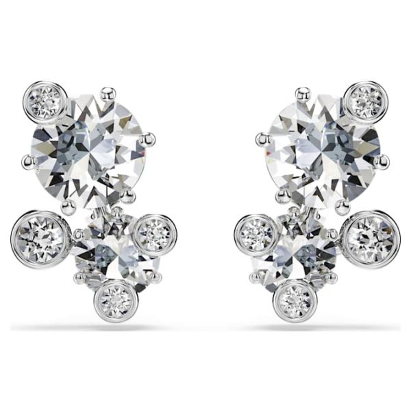 Constella stud earrings Round cut, White, Rhodium plated - Image 2