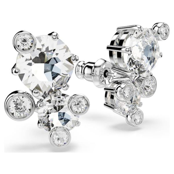 Constella stud earrings Round cut, White, Rhodium plated - Image 4