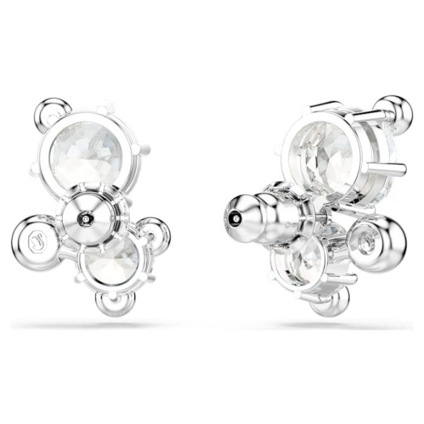 Constella stud earrings Round cut, White, Rhodium plated - Image 5