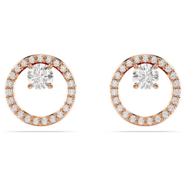 Constella stud earrings Round cut, White, Rose gold-tone plated - Image 2