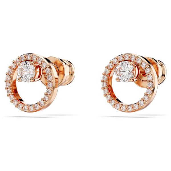 Constella stud earrings Round cut, White, Rose gold-tone plated - Image 4