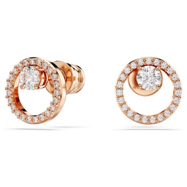 Constella stud earrings Round cut, White, Rose gold-tone plated - Image 6