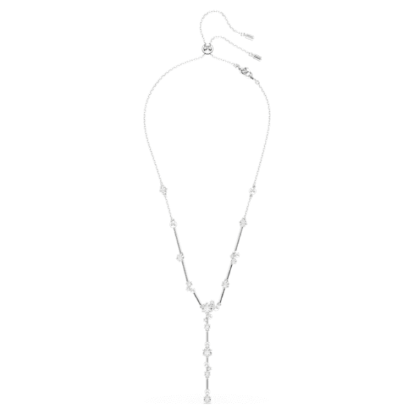 Constella Y necklace Crystal pearl, Round cuts, White, Rhodium plated - Image 3