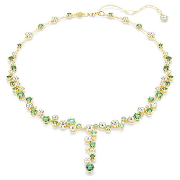 Constella Y necklace Mixed cuts, Green, Gold-tone plated - Image 2
