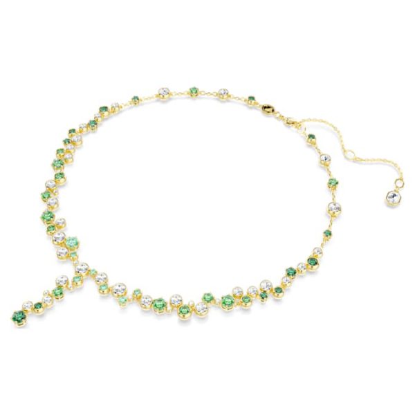 Constella Y necklace Mixed cuts, Green, Gold-tone plated - Image 3