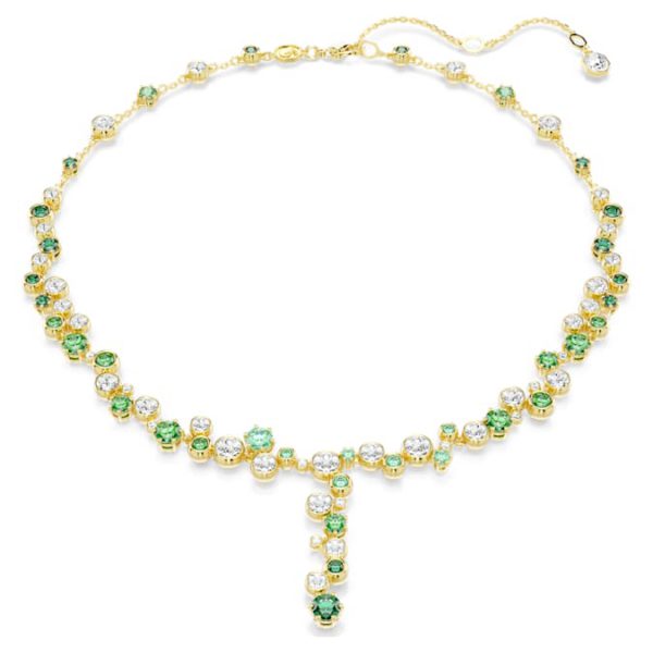 Constella Y necklace Mixed cuts, Green, Gold-tone plated - Image 8