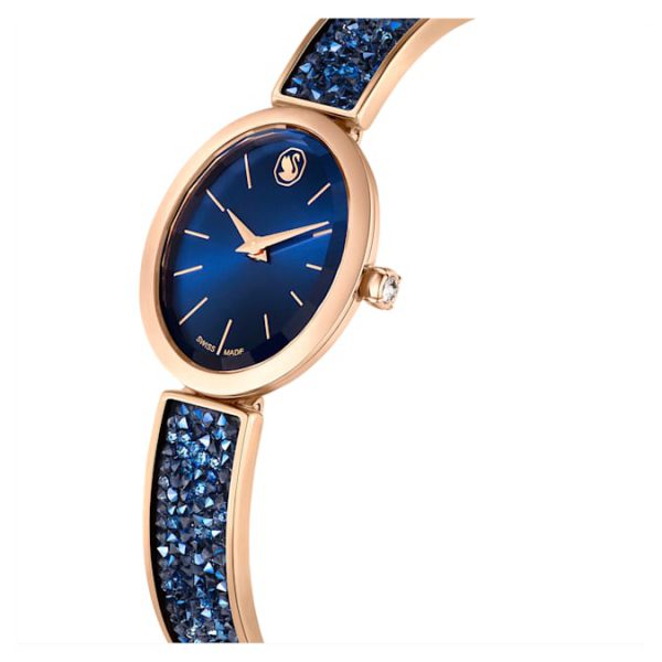 Crystal Rock oval watch Swiss Made, Crystal bracelet, Blue, Rose gold-tone finish - Image 5