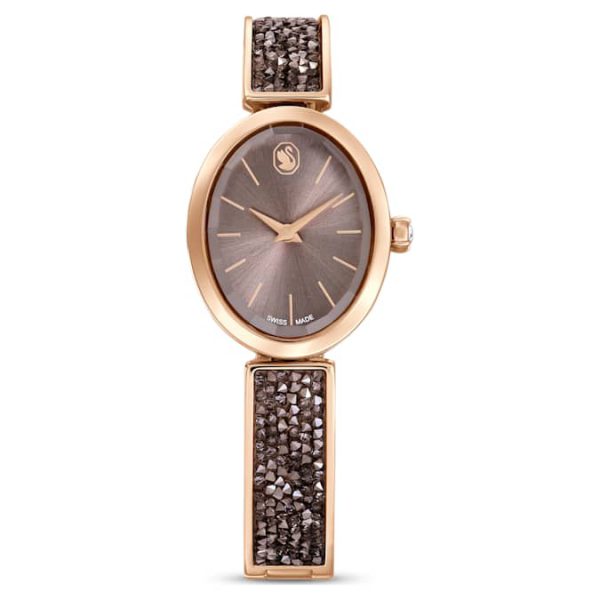 Crystal Rock oval watch Swiss Made, Crystal bracelet, Gray, Rose gold-tone finish - Image 2