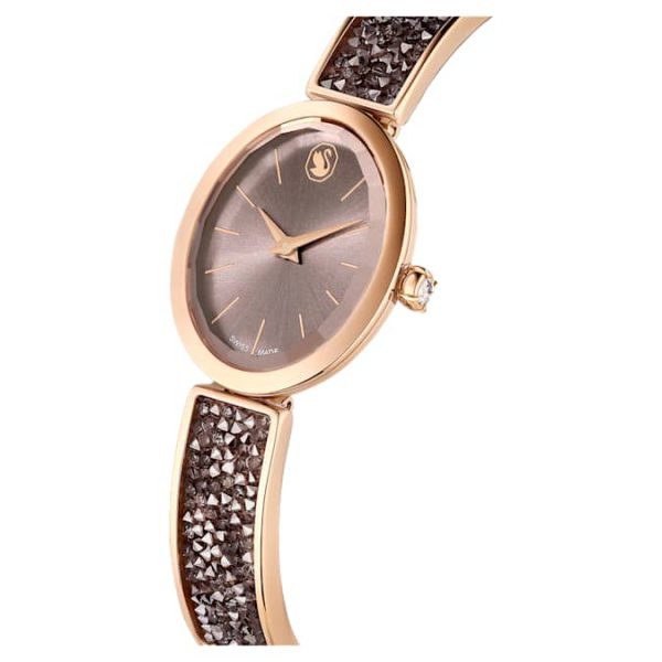 Crystal Rock oval watch Swiss Made, Crystal bracelet, Gray, Rose gold-tone finish - Image 5