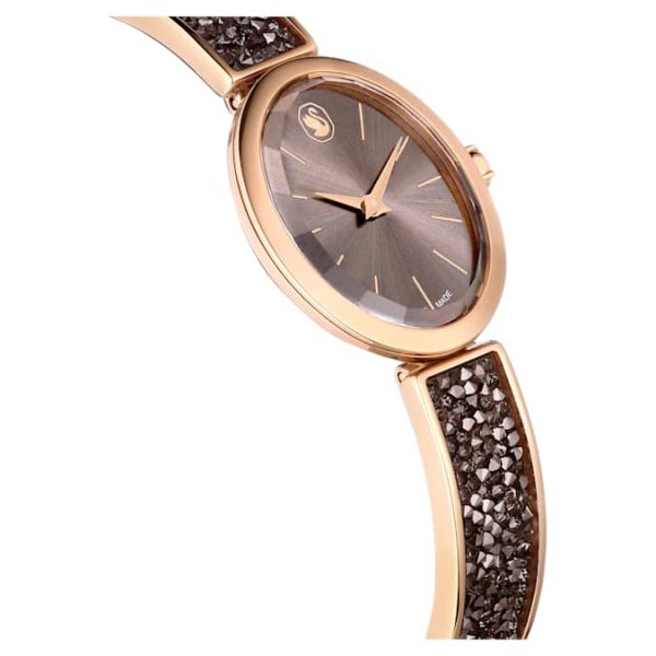 Crystal Rock oval watch Swiss Made, Crystal bracelet, Gray, Rose gold-tone finish - Image 6