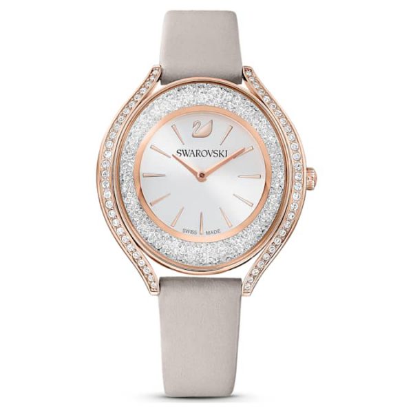 Crystalline aura watch Swiss Made, Leather strap, Gray, Rose gold-tone finish - Image 2