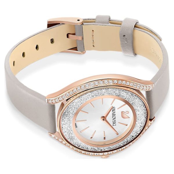 Crystalline aura watch Swiss Made, Leather strap, Gray, Rose gold-tone finish - Image 4
