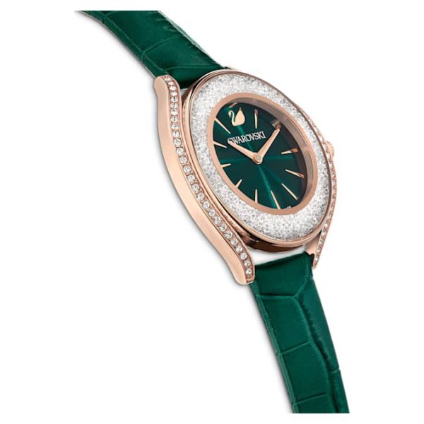 Crystalline aura watch Swiss Made, Leather strap, Green, Rose gold-tone finish - Image 6