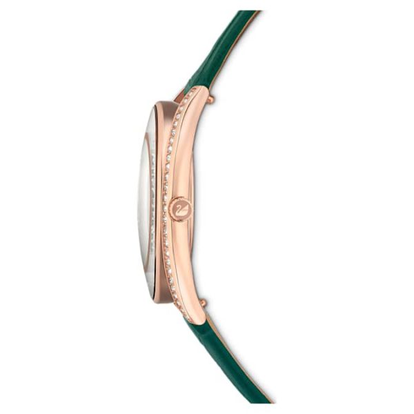 Crystalline aura watch Swiss Made, Leather strap, Green, Rose gold-tone finish - Image 7