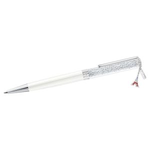 Crystalline ballpoint pen Eiffel tower, White, Chrome plated