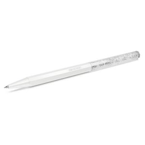 Crystalline ballpoint pen Octagon shape, White, White lacquered