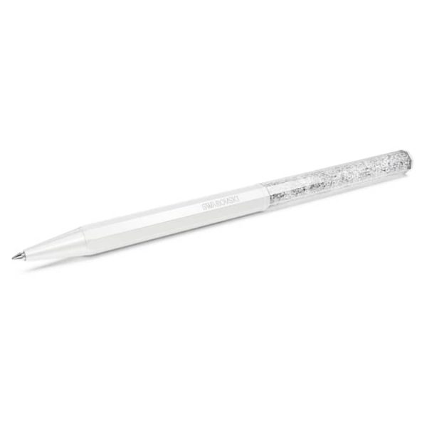Crystalline ballpoint pen Octagon shape, White, White lacquered