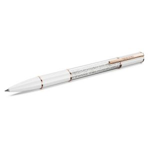 Crystalline ballpoint pen White, Rose gold-tone plated