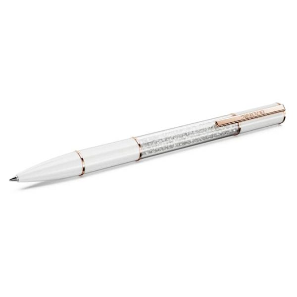 Crystalline ballpoint pen White, Rose gold-tone plated
