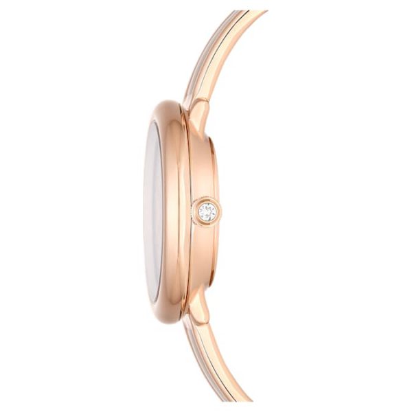 Crystalline bangle watch Swiss Made, Metal bracelet, Beige, Rose gold-tone finish - Image 5