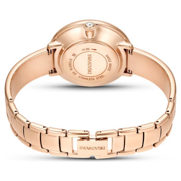 Crystalline bangle watch Swiss Made, Metal bracelet, White, Rose gold-tone finish - Image 3