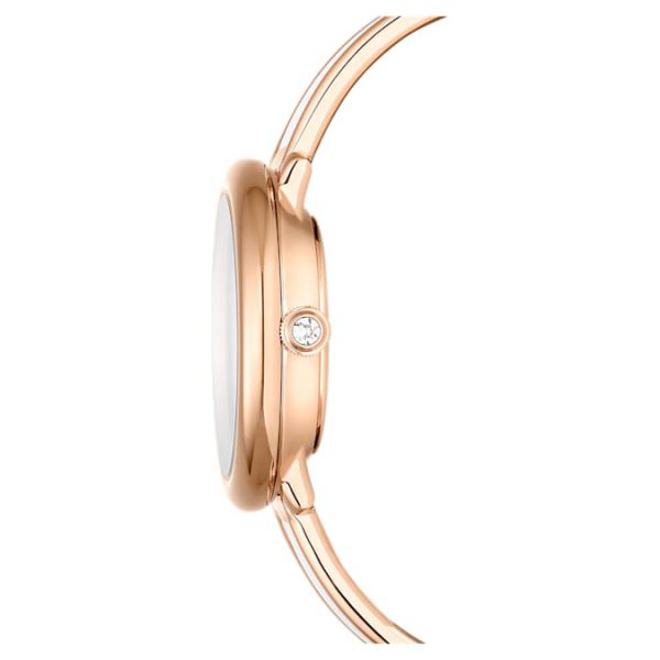 Crystalline bangle watch Swiss Made, Metal bracelet, White, Rose gold-tone finish - Image 5