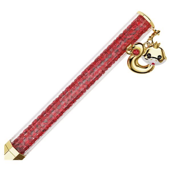 Crystalline Chinese New Year ballpoint pen Octagon shape, Year of the snake, Red, Gold-tone plated - Image 3