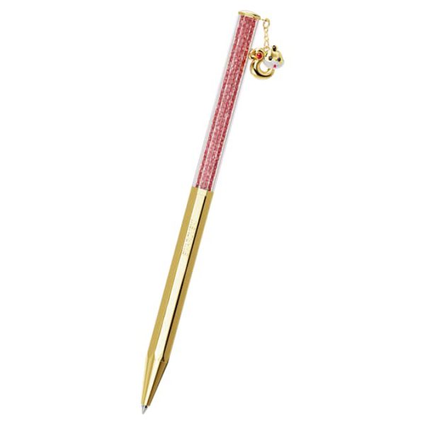 Crystalline Chinese New Year ballpoint pen Octagon shape, Year of the snake, Red, Gold-tone plated - Image 5