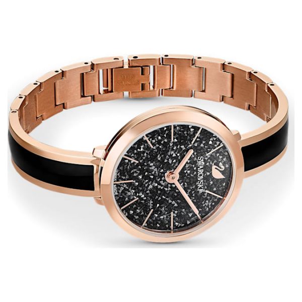 Crystalline delight watch Swiss Made, Metal bracelet, Black, Rose gold-tone finish - Image 3