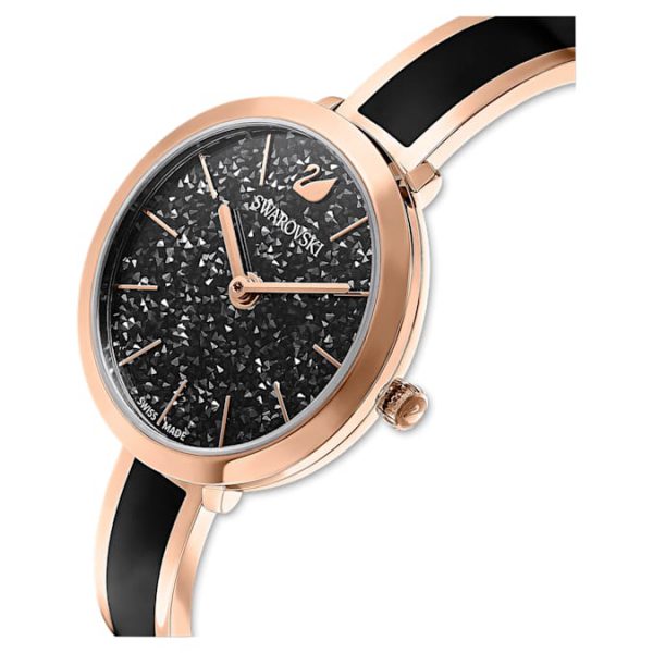 Crystalline delight watch Swiss Made, Metal bracelet, Black, Rose gold-tone finish - Image 4