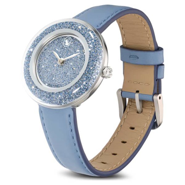 Crystalline lustre watch Swiss Made, Leather strap, Blue, Stainless Steel - Image 2