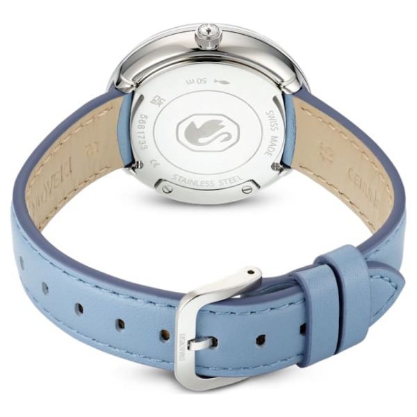 Crystalline lustre watch Swiss Made, Leather strap, Blue, Stainless Steel - Image 3