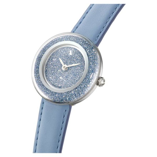 Crystalline lustre watch Swiss Made, Leather strap, Blue, Stainless Steel - Image 4
