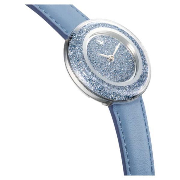 Crystalline lustre watch Swiss Made, Leather strap, Blue, Stainless Steel - Image 5