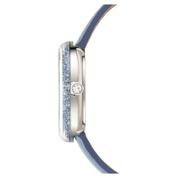 Crystalline lustre watch Swiss Made, Leather strap, Blue, Stainless Steel - Image 7