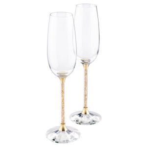 Crystalline Toasting Flutes  Gold Tone (Set of 2)