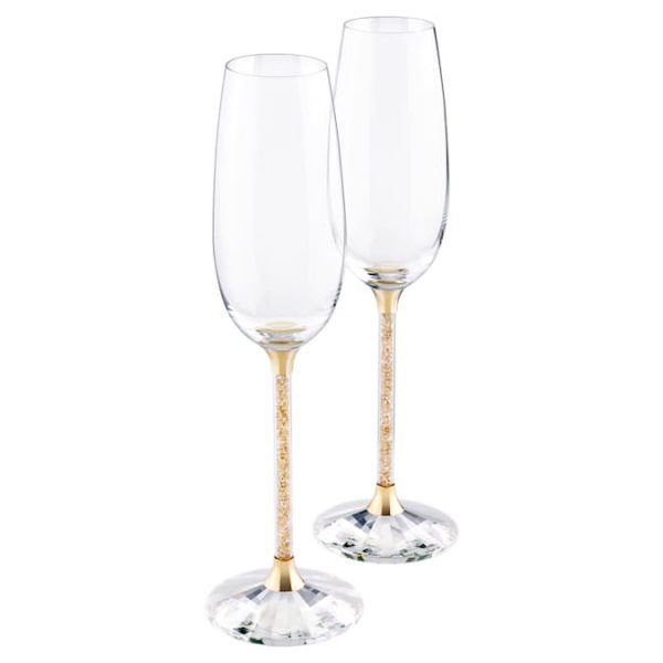 Crystalline Toasting Flutes  Gold Tone (Set of 2)