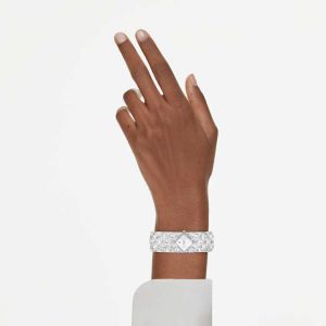 Curiosa bangle watch Crystal bracelet, Silver tone, Stainless steel