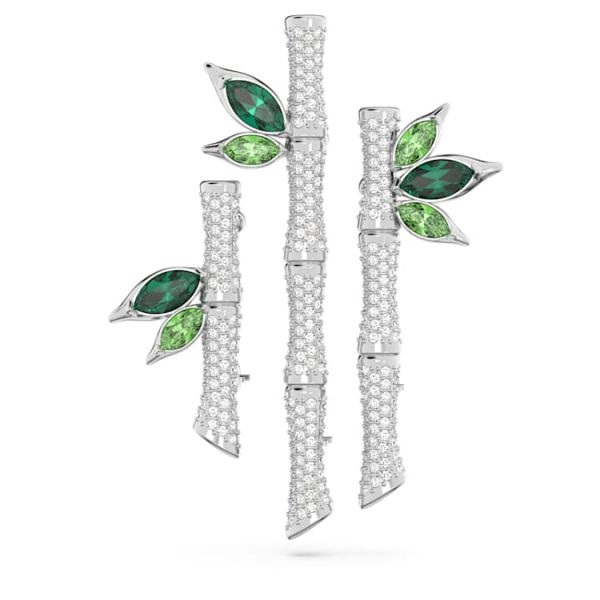 Dellium brooch Bamboo, Green, Rhodium plated - Image 2
