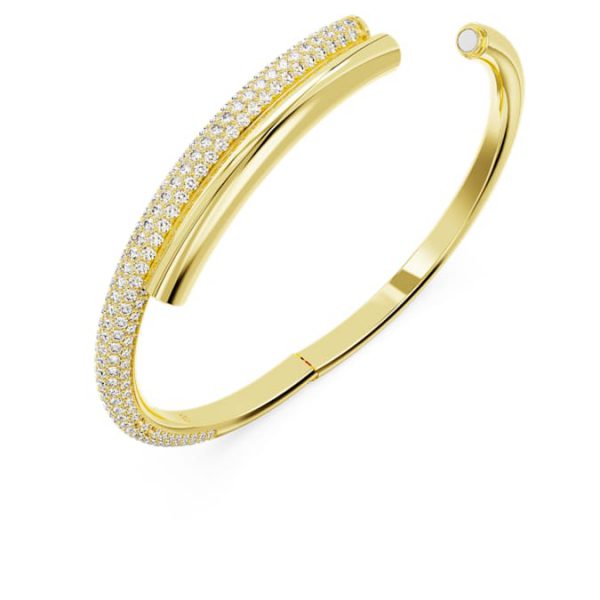 Dextera bangle Magnetic closure, White, Gold-tone plated - Image 4