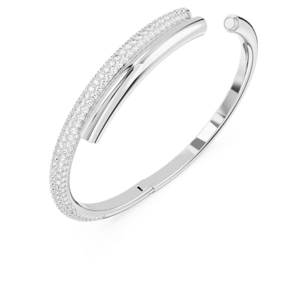 Dextera bangle Magnetic closure, White, Rhodium plated - Image 4