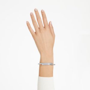 Dextera bangle Magnetic closure, White, Rhodium plated