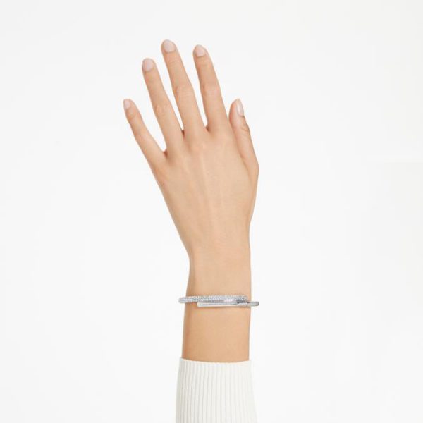 Dextera bangle Magnetic closure, White, Rhodium plated