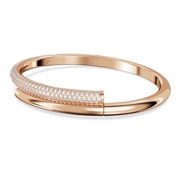 Dextera bangle Magnetic closure, White, Rose gold-tone plated - Image 3