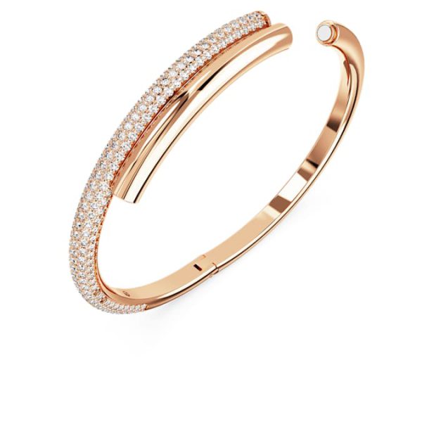 Dextera bangle Magnetic closure, White, Rose gold-tone plated - Image 4